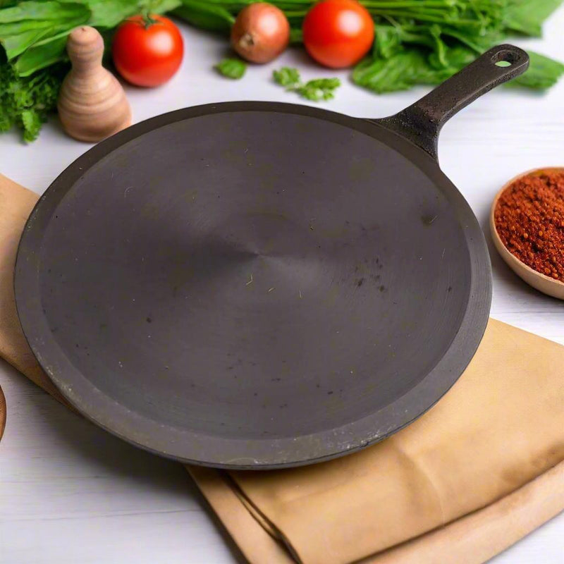 Cast Iron Concave Tawa With Long Handle-1