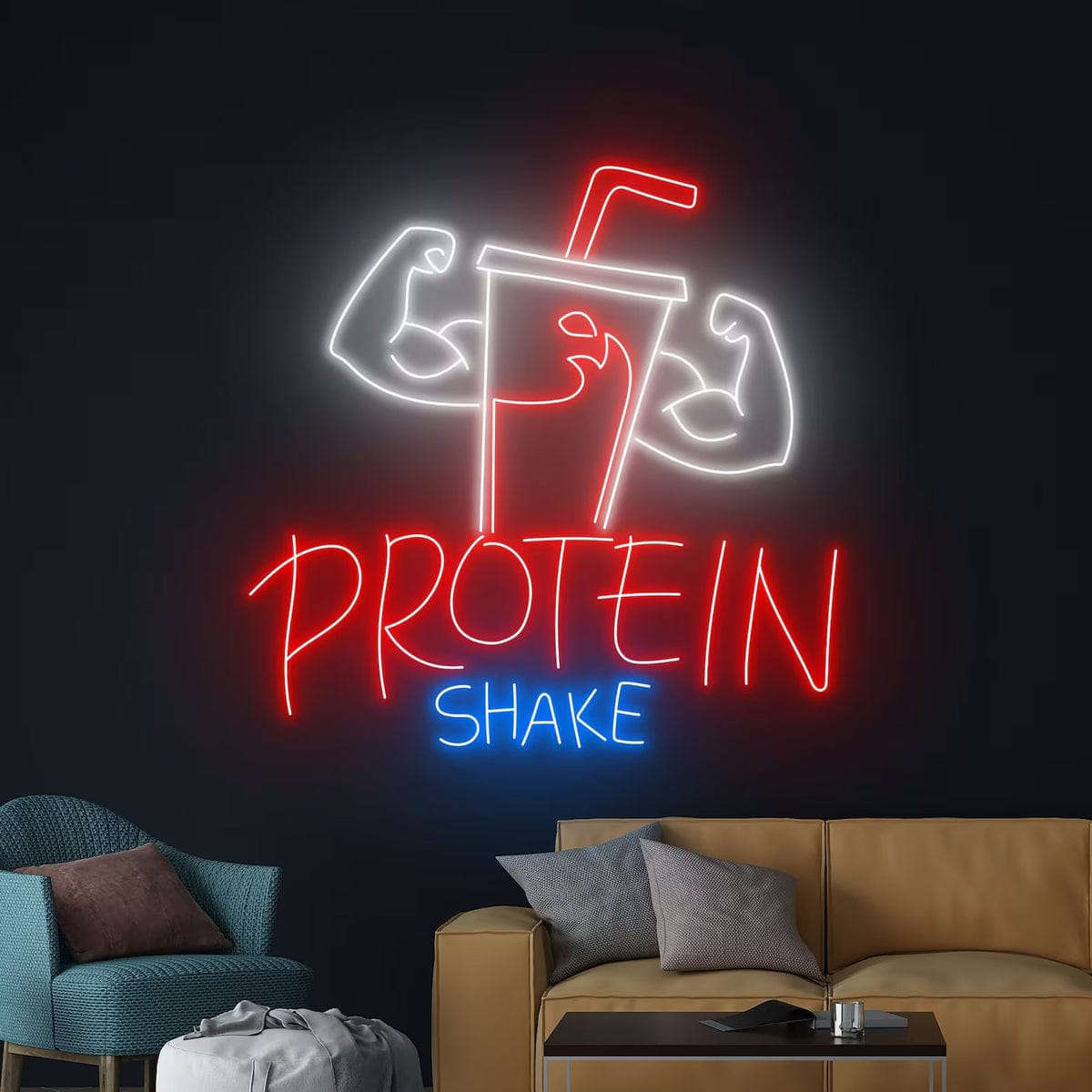 Protein Shake Neon Sign – Gym Fitness LED Wall Light - LED Neon Sign