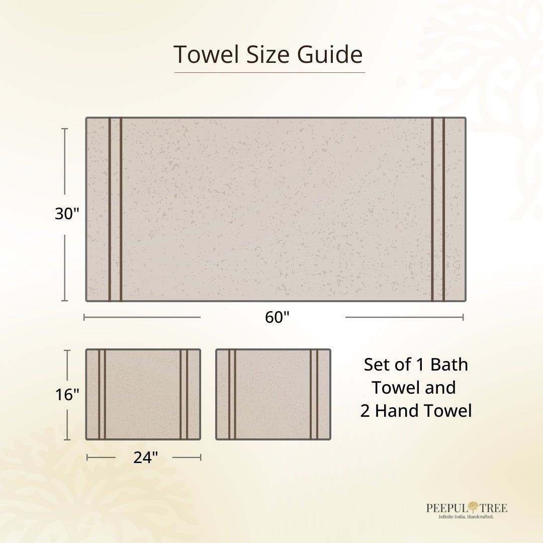Pure Cotton Hand and Bath Towel Set | Hand Block Printed In Blue Floral Pattern | Handmade In India - Bath Towel: 30 x 60 inches & Hand Towel: 16 x 24 inches | 1 Bath Towel | Off White & Blue