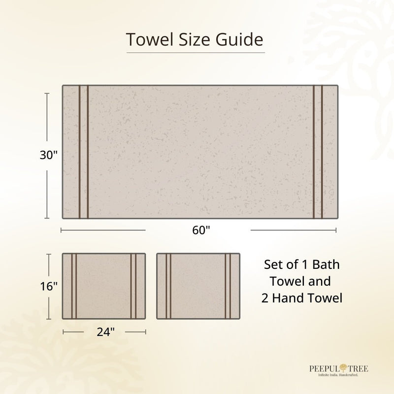 Pure Cotton Hand and Bath Towel Set | Hand Block Printed In Blue Floral Pattern | Handmade In India - Bath Towel: 30 x 60 inches & Hand Towel: 16 x 24 inches | 1 Bath Towel | Off White & Blue