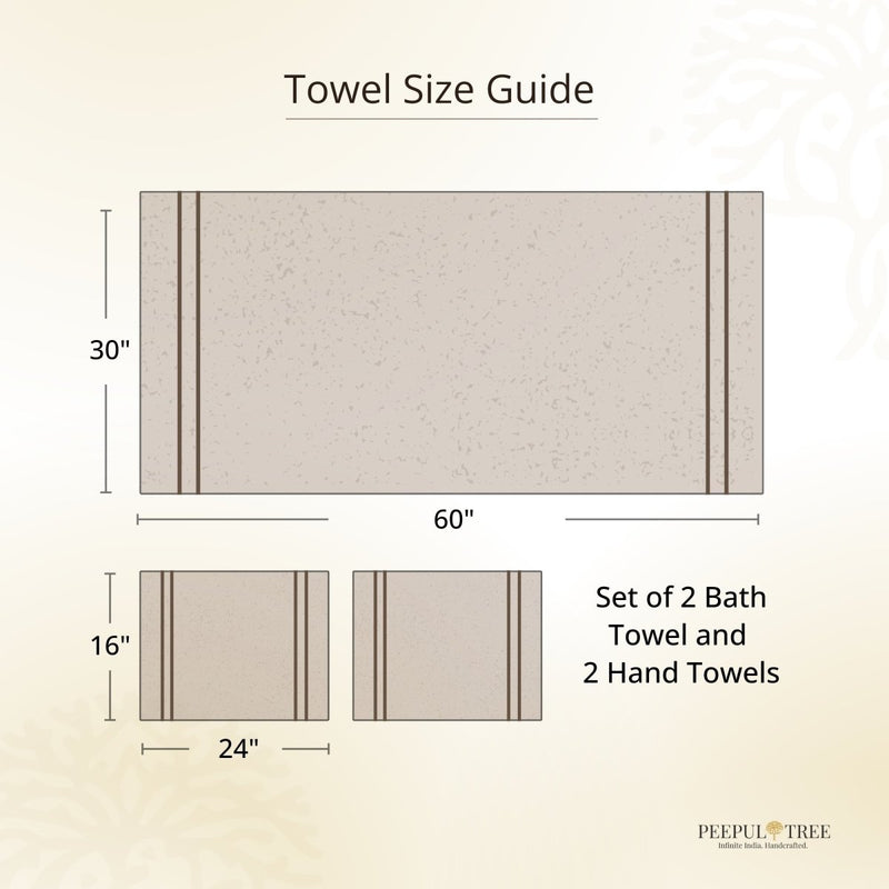 Pure Cotton Hand and Bath Towel Set Hand Block Printed In Off White and Blue | Bath Towel 30x60 inches and Hand Towel 16x24 inches