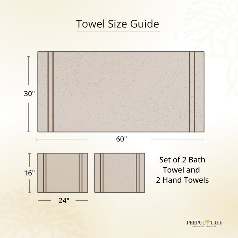 Pure Cotton Hand and Bath Towel Set | Hand Block Printed In Peach And Teal | Handmade In India - Bath Towel: 30 inches X 60 inches & Hand Towel: 16 inches X 24 inches | 2 Hand Towels | Peach And Teal