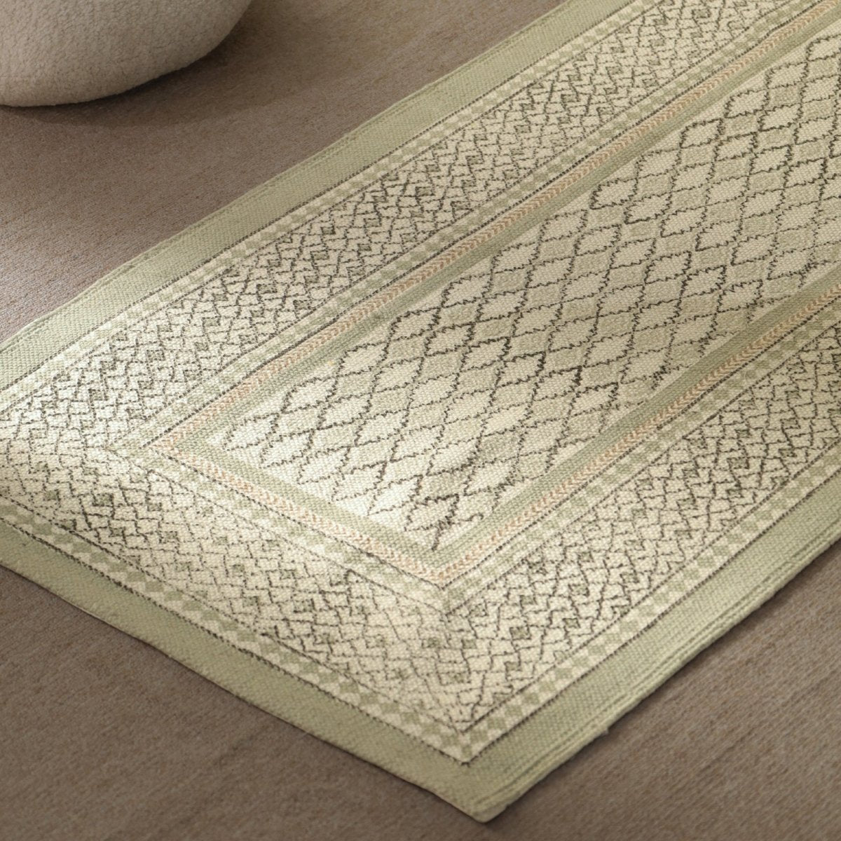 Cotton Floor Rug hand block printed in Aqua Green for Living Room and Bedroom| Soft Washable Area Rug
