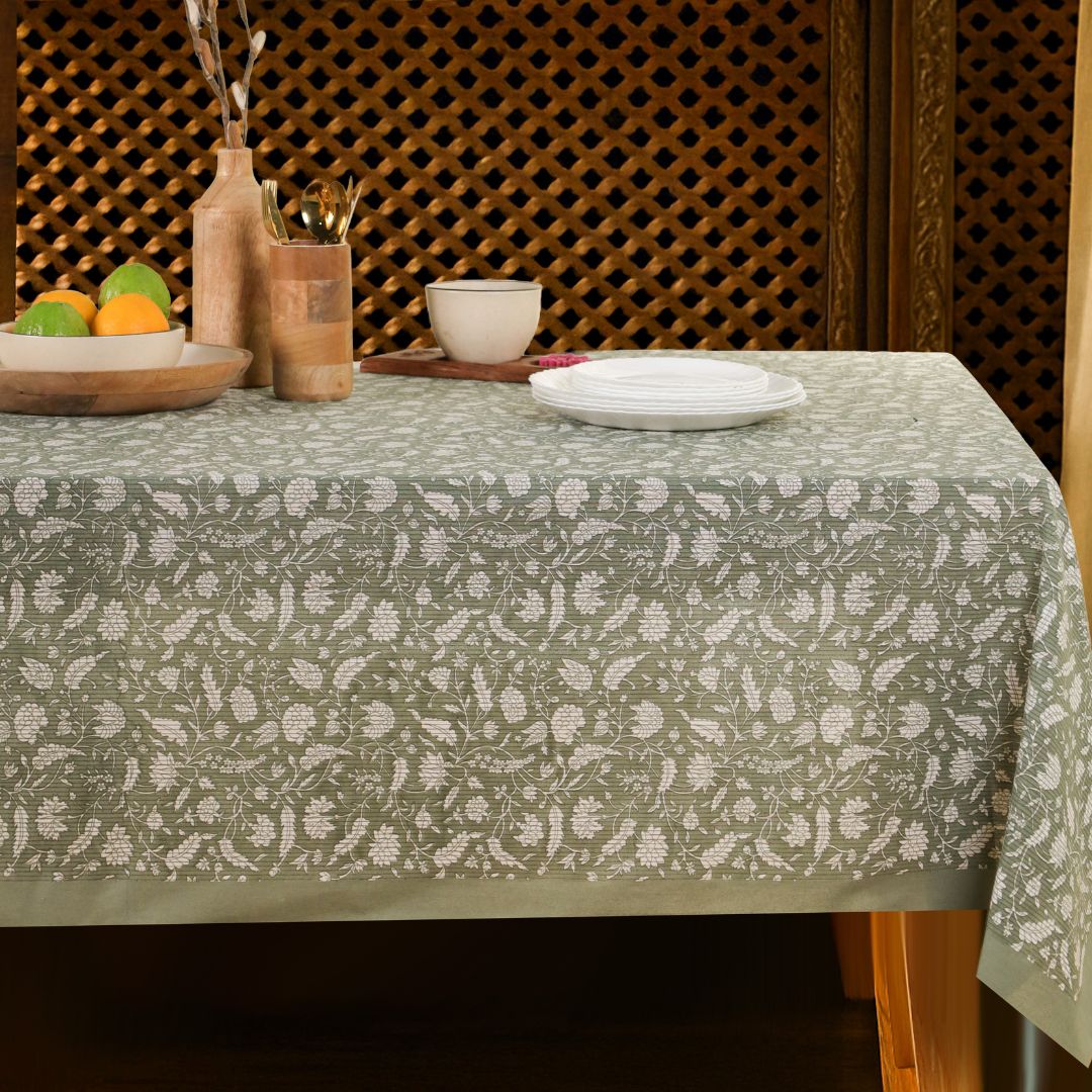Handprinted Table Cloth in Pure Cotton for a 6 seater dining table
