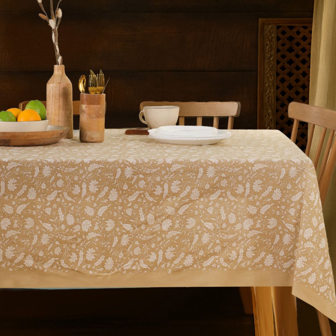 Handprinted Table Cloth in Pure Cotton for a 6 seater dining table