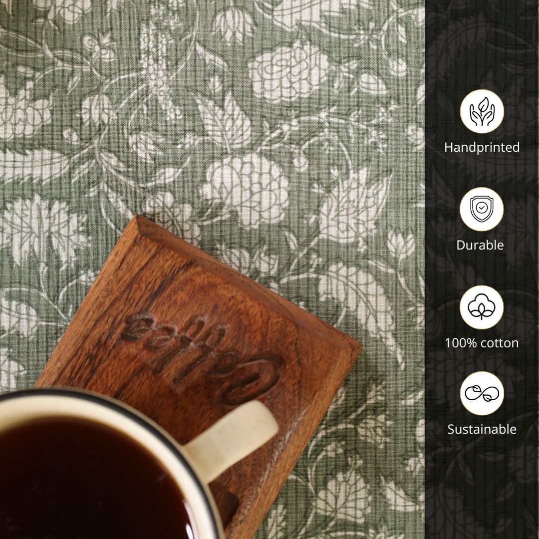 Handprinted Table Cloth in Pure Cotton for a 6 seater dining table