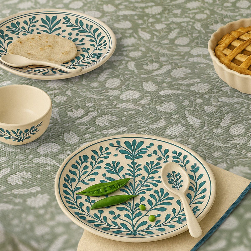 Handprinted Table Cloth in Pure Cotton for a 6 seater dining table