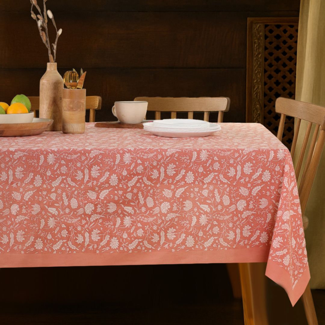 Handprinted Table Cloth in Pure Cotton for a 6 seater dining table