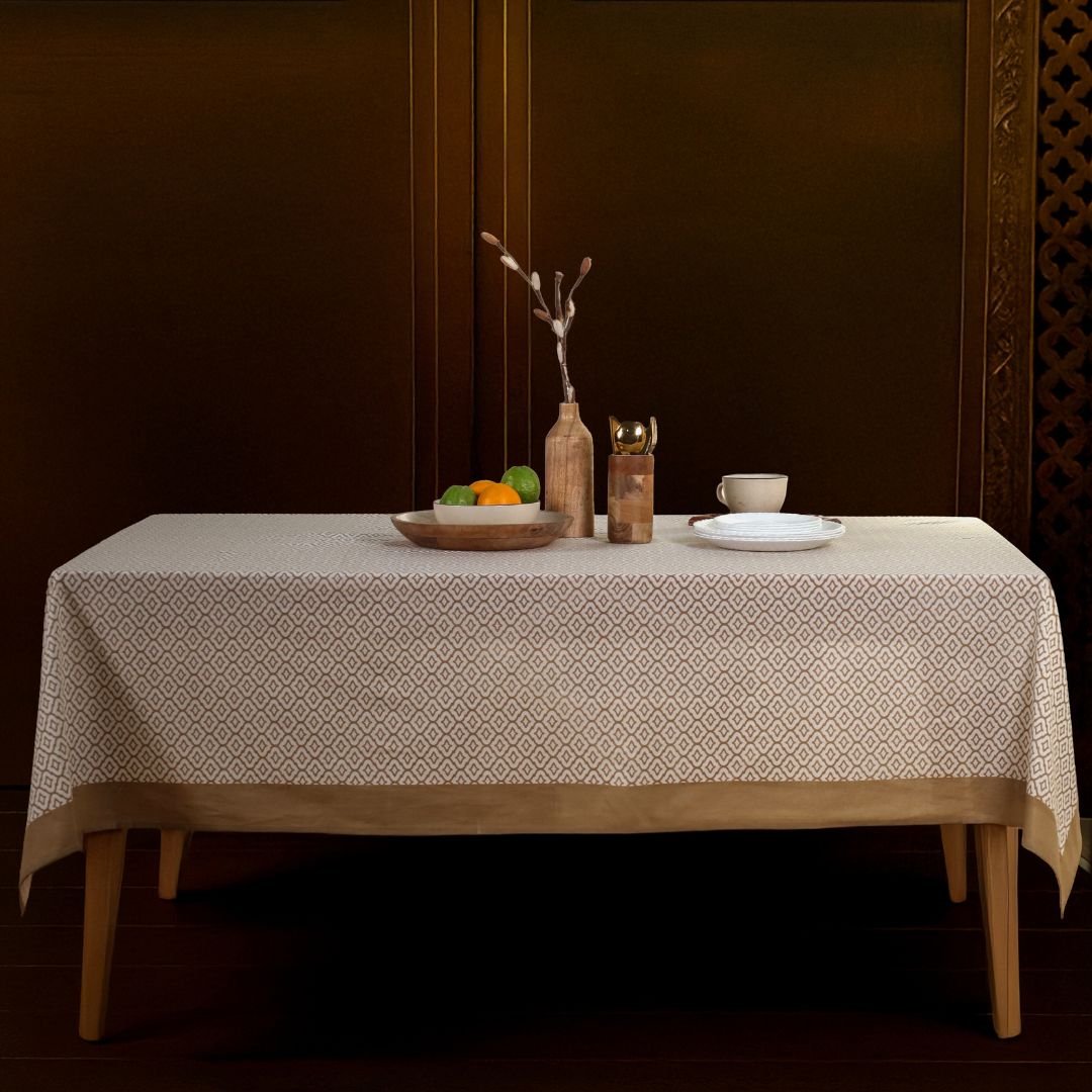 Handprinted Table Cloth in Pure Cotton for a 6 seater dining table