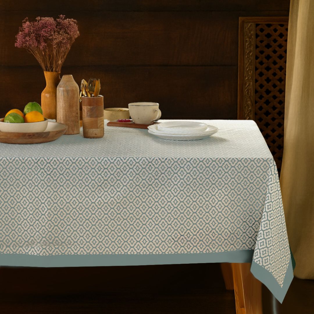 Handprinted Table Cloth in Pure Cotton for a 6 seater dining table