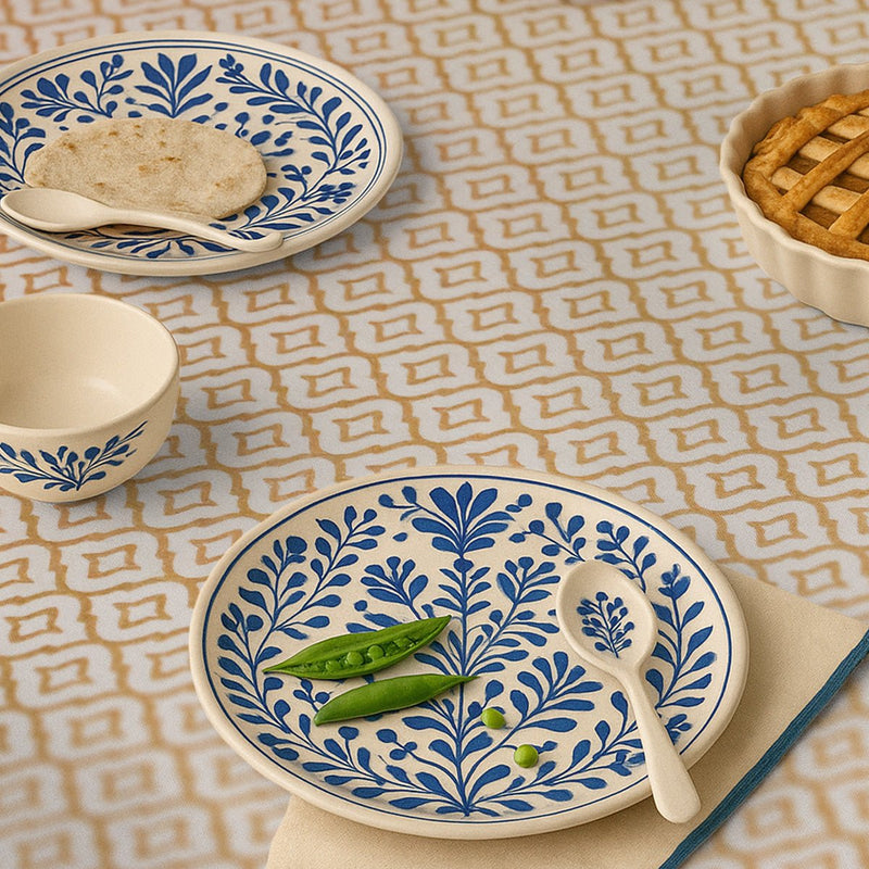 Handprinted Table Cloth in Pure Cotton for a 6 seater dining table