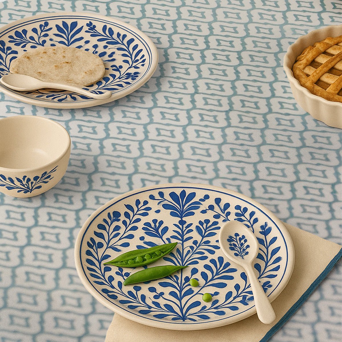 Handprinted Table Cloth in Pure Cotton for a 6 seater dining table