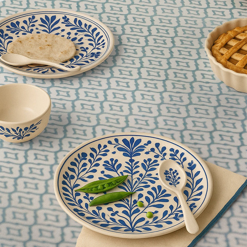 Handprinted Table Cloth in Pure Cotton for a 6 seater dining table