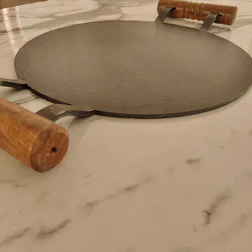 Pure Iron Tawa Round with Wooden Handle | Pre-Seasoned | Induction Friendly-5