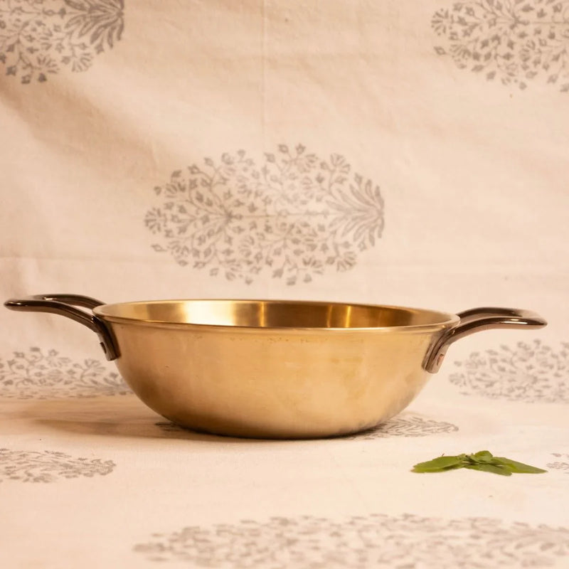 Kansa Tulsi Kadai with Heat Resistant Handles-5