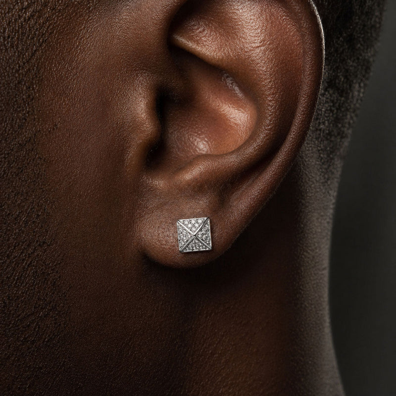 Pyrra CZ Stud Earring (Single Piece) | 925 Sterling Silver, AAAAA Grade Cubic Zirconia, Rhodium Plating & Glossy Finish