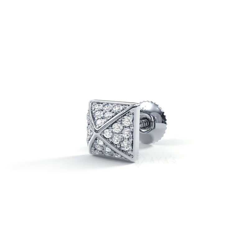 Pyrra CZ Stud Earring (Single Piece) | 925 Sterling Silver, AAAAA Grade Cubic Zirconia, Rhodium Plating & Glossy Finish