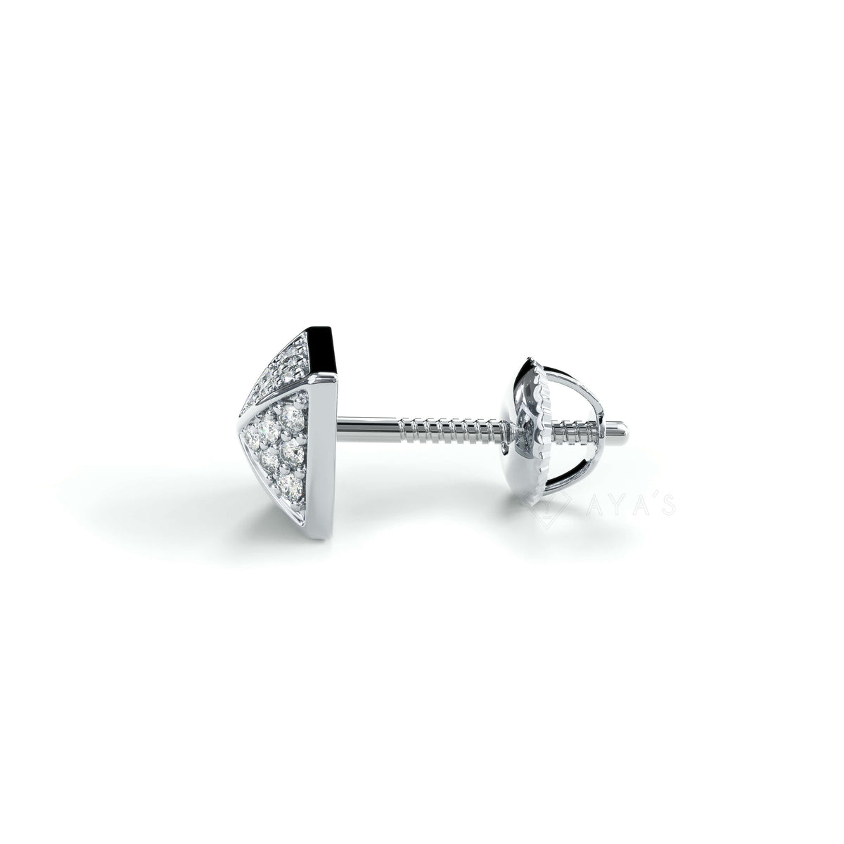 Pyrra CZ Stud Earring (Single Piece) | 925 Sterling Silver, AAAAA Grade Cubic Zirconia, Rhodium Plating & Glossy Finish