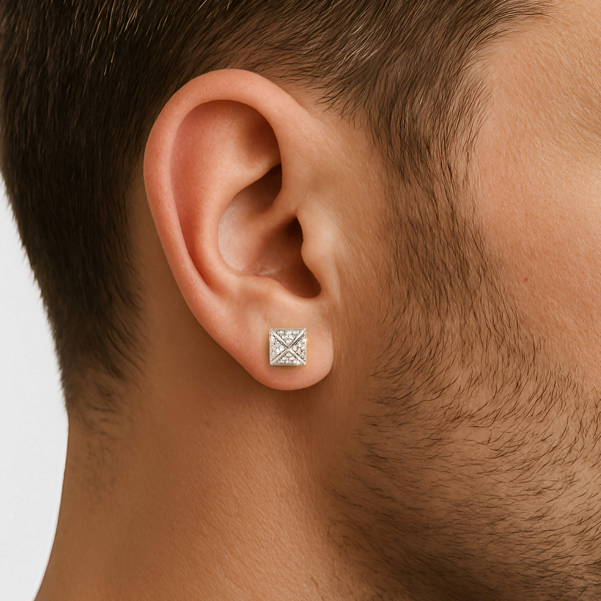 Pyrra CZ Stud Earring (Single Piece) | 925 Sterling Silver, AAAAA Grade Cubic Zirconia, Rhodium Plating & Glossy Finish