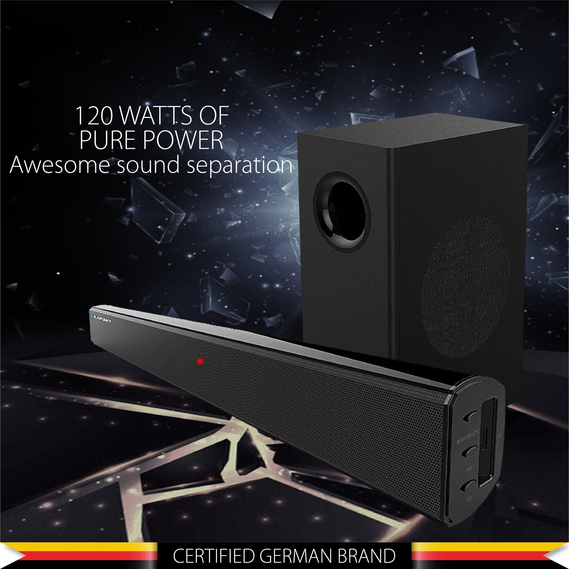 Blaupunkt Recertified SBW100 Soundbar with Subwoofer| RMS 120 Watt