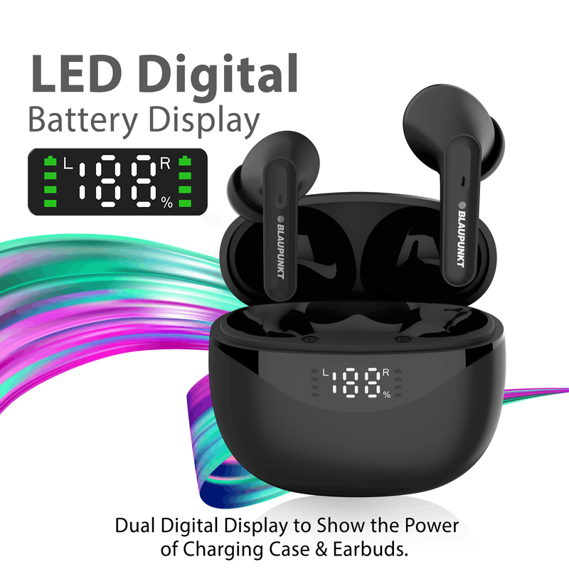 Blaupunkt BTW20 BK Wireless Earbuds | IPX5 Water/Sweat resistant