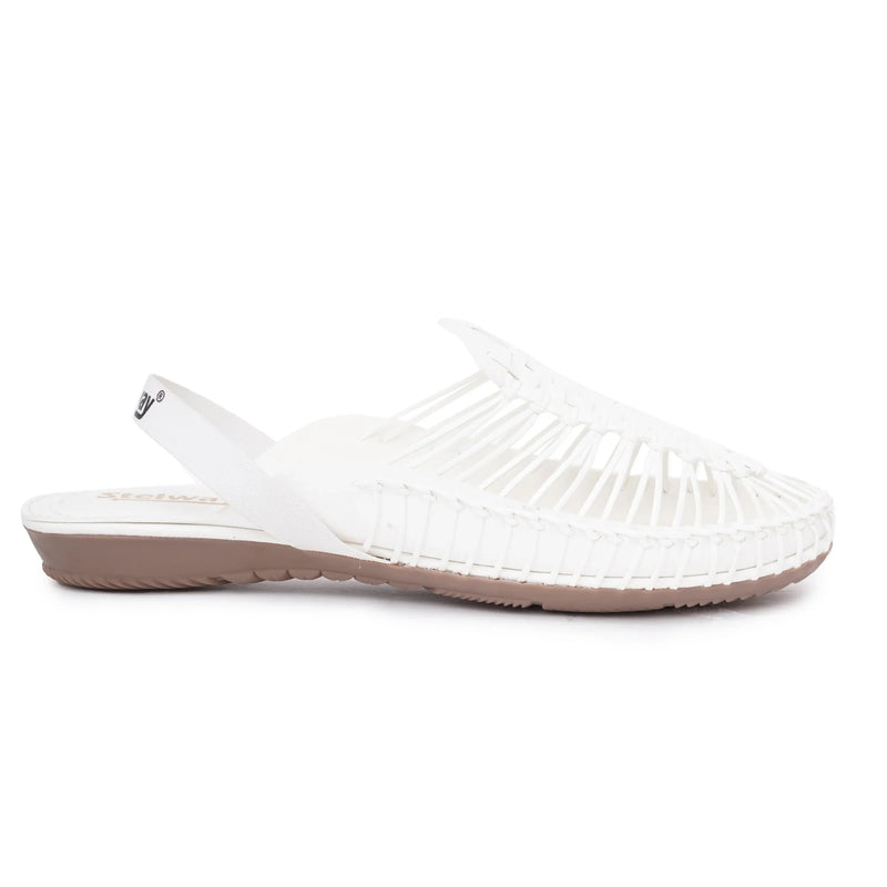 White Handcrafted Flat Sandal Clogs-9