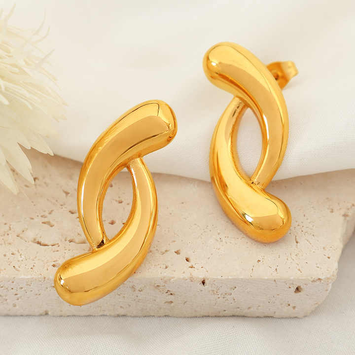 Korean Style Stud Earrings 18K Gold Plated Women UniqueJewels.in