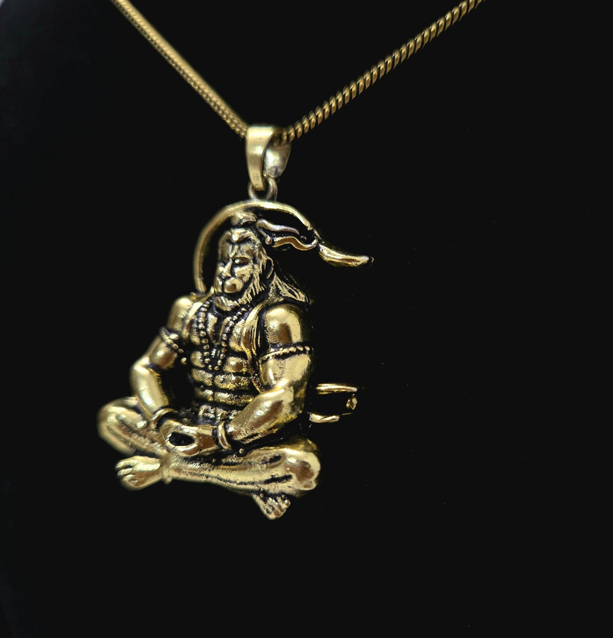 Gold Hanuman Locket Chain Men Anti-Tarnish UniqueJewels.in