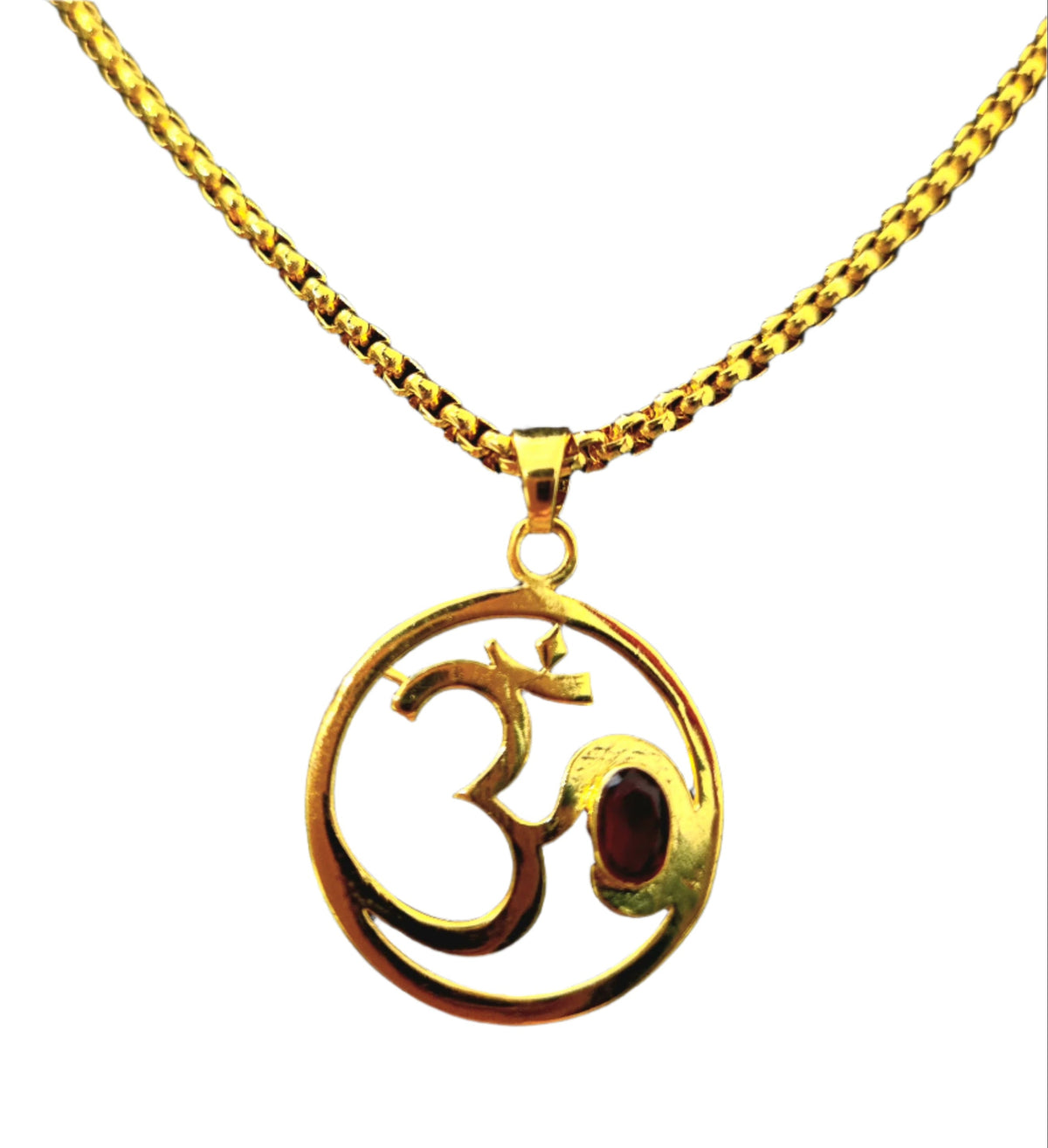 OM Pendant Necklace 22K Gold Plated Men Spiritual UniqueJewels
