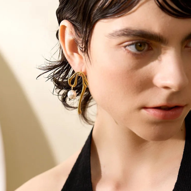 18K Gold Plated Coquette Earrings Close Up UniqueJewels.in