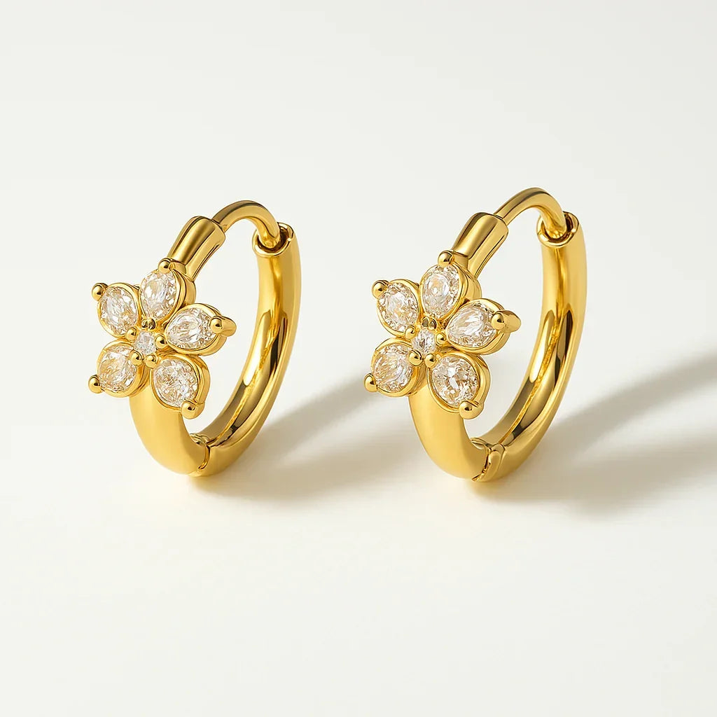 Flower Zircon Drop Earrings
