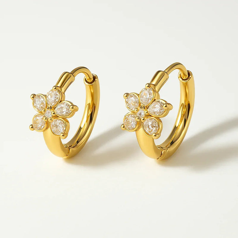 Flower Zircon Drop Earrings