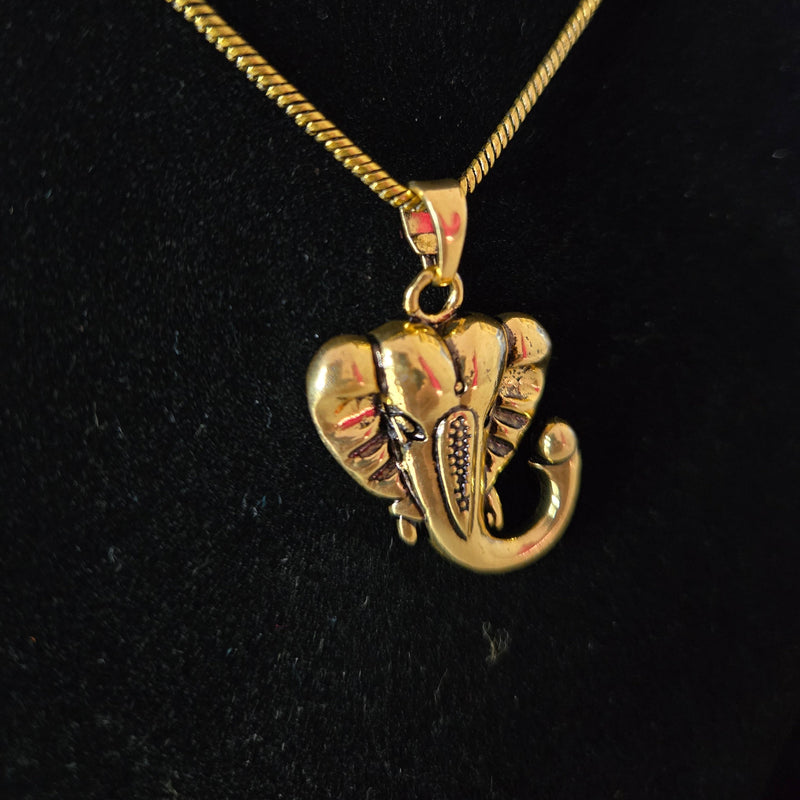 Gold Plated Ganesha Pendant Necklace Men Daily Wear India