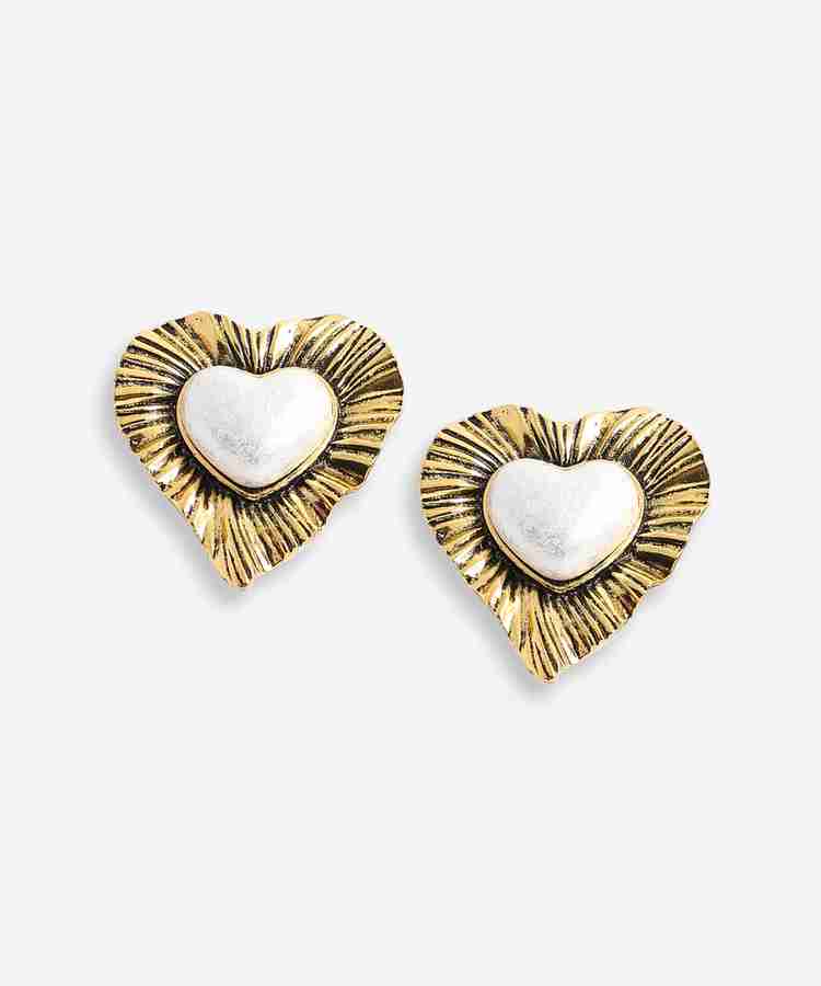 Pearl Accent Stud Earrings Gold Plated Lightweight Jewellery