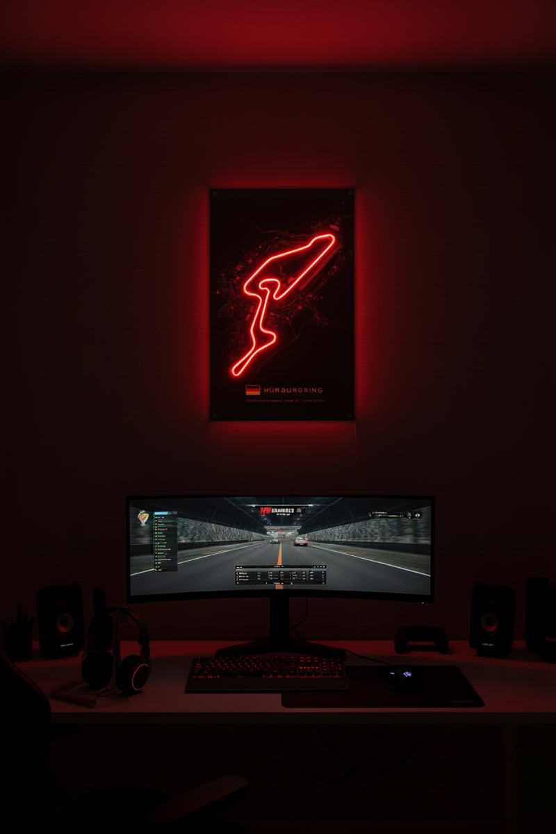 Nürburgring F1 Circuit Wall Art – Iconic Racing Track LED Style Poster - LED Neon Sign