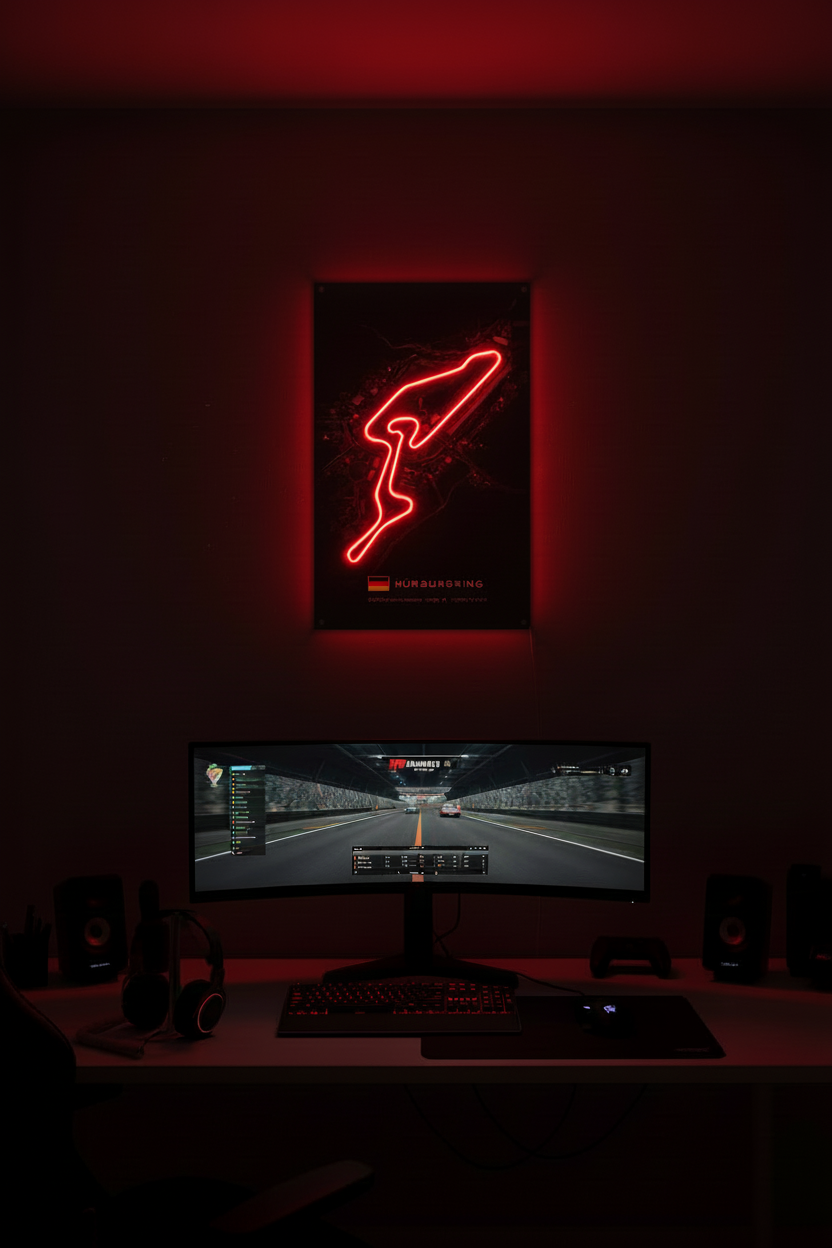 Nürburgring F1 Circuit Wall Art – Iconic Racing Track LED Style Poster - LED Neon Sign