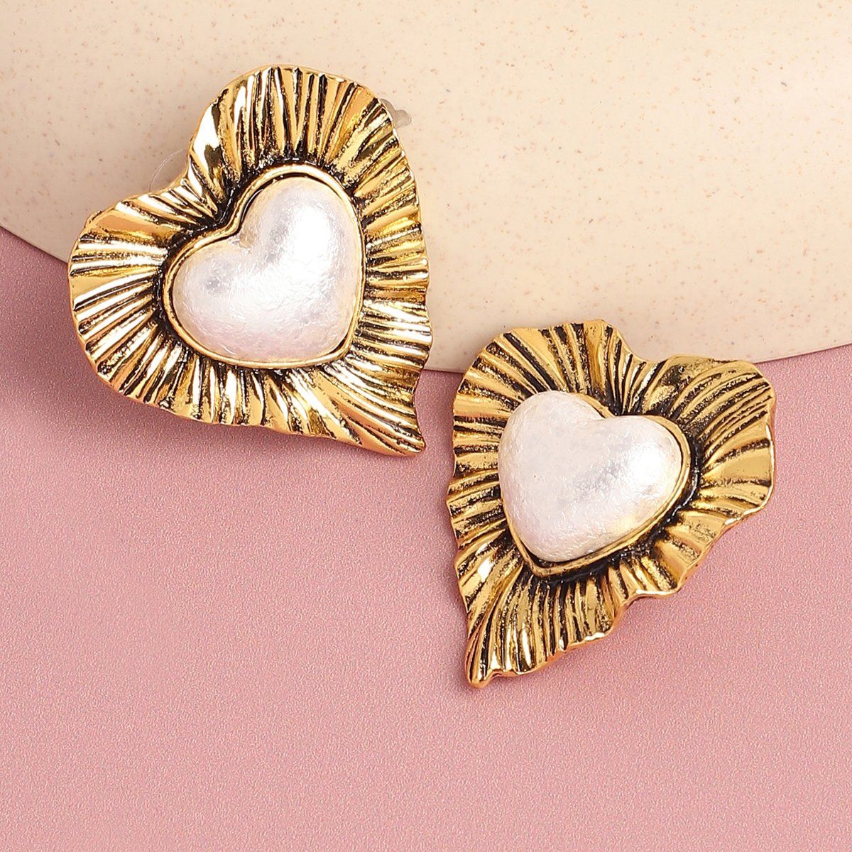 Contemporary Pearl Stud Earrings Gold Toned Women UniqueJewels.in
