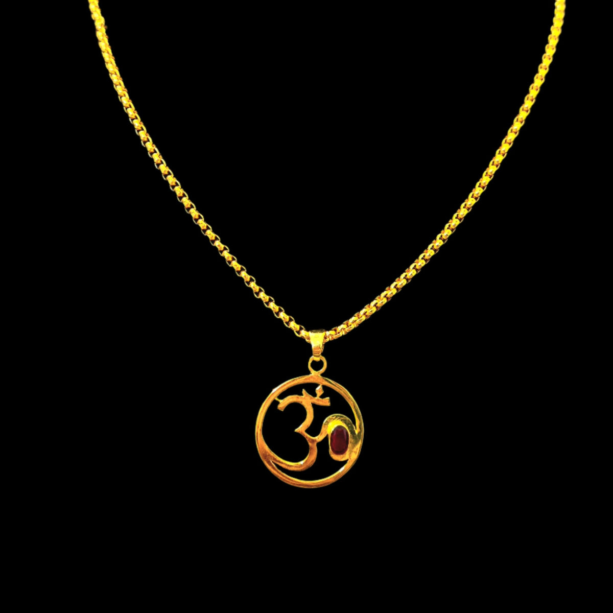 Gold OM Symbol Pendant Chain Men Anti-Tarnish Daily Wear India
