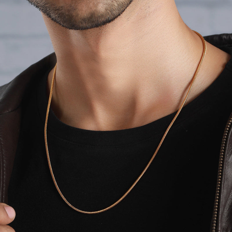 Gold Plated Round Snake Chain Anti-Tarnish Men UniqueJewels.in