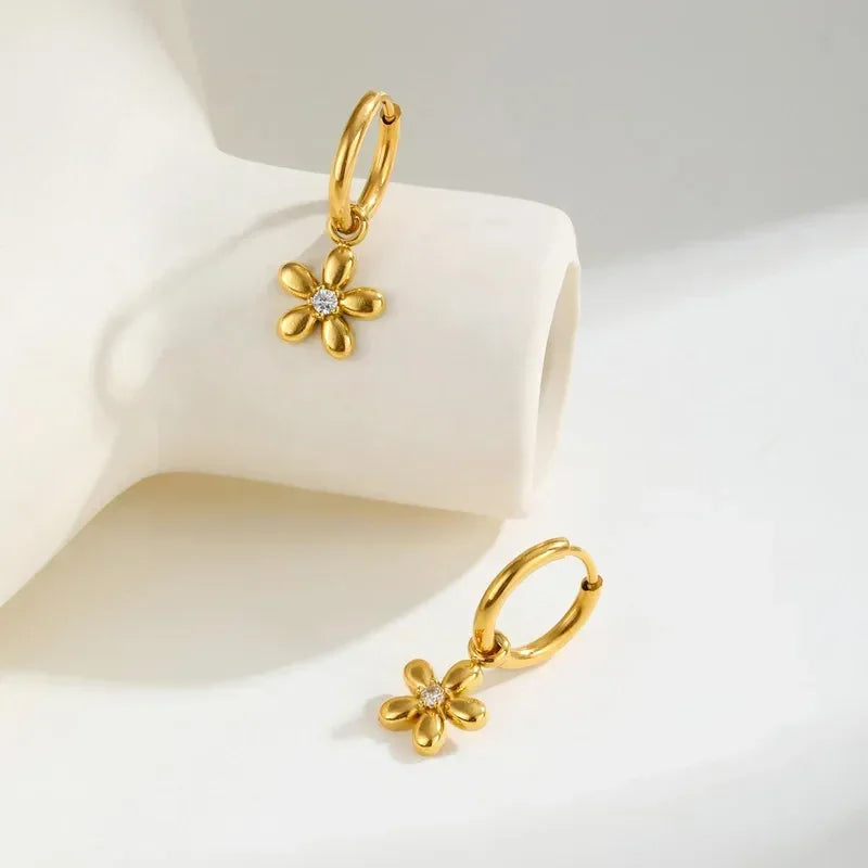 Artistic Flower Hoop Earrings