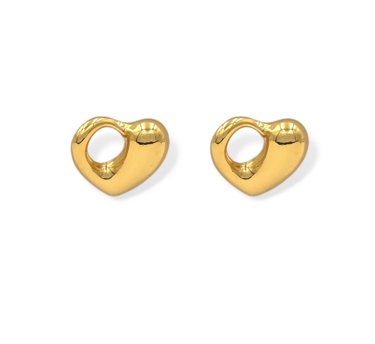 Hollow Heart Gold Earrings 18K Gold Plated Waterproof Women