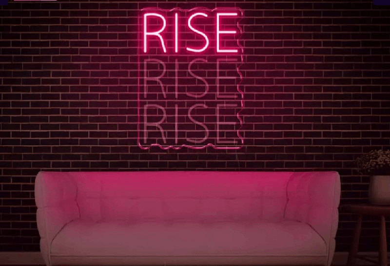 “RISE” Motion  Neon Wall Sign – Motivational LED Glow Art | Neon Signs India — Image 3