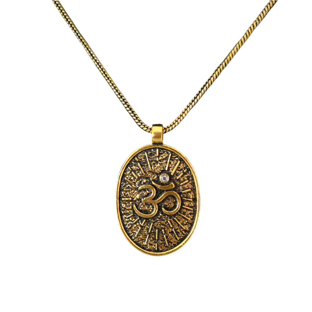 OM Pendant Necklace Black Gold Chain Men Spiritual India