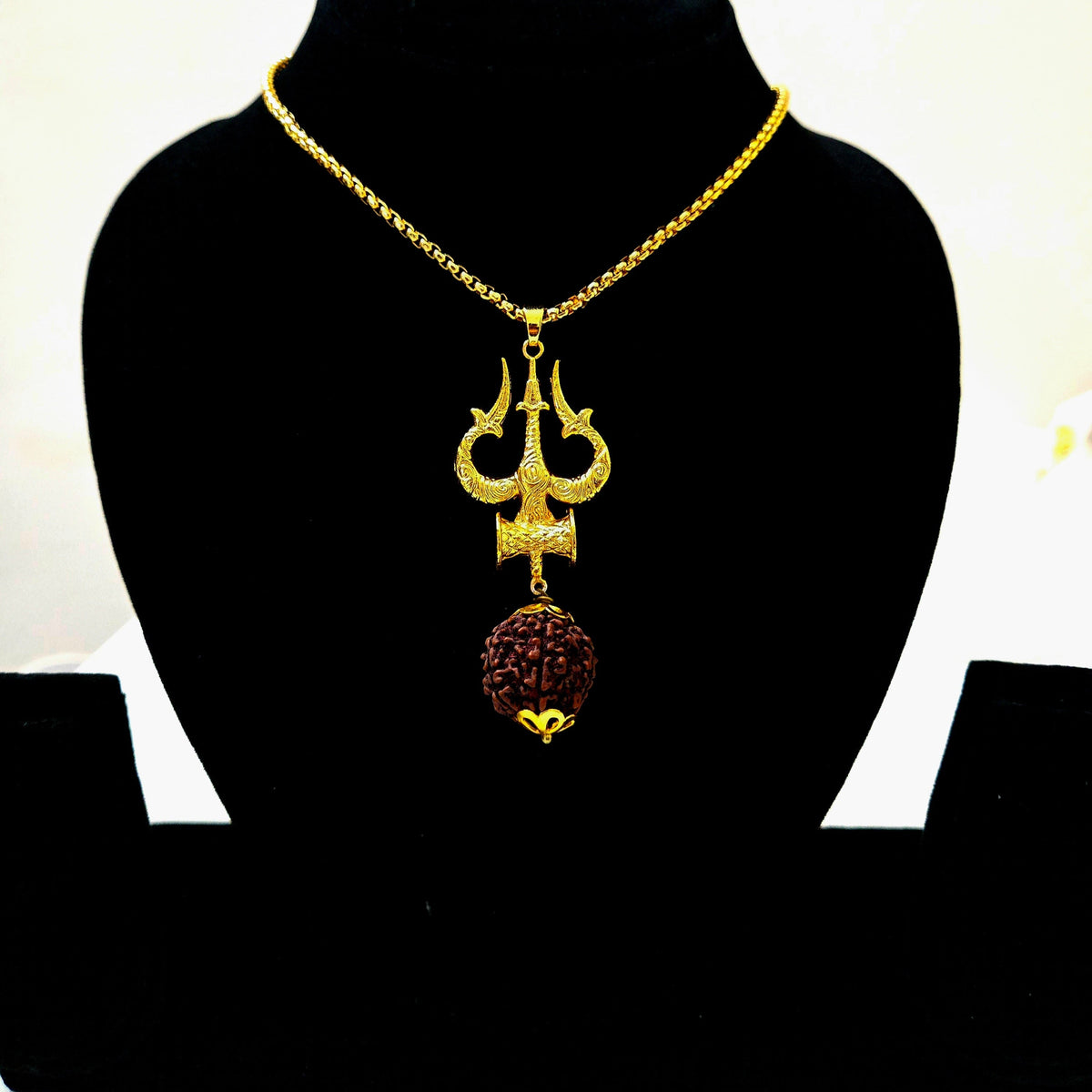 Trishul Damru Pendant Worn on Neck Men Spiritual India