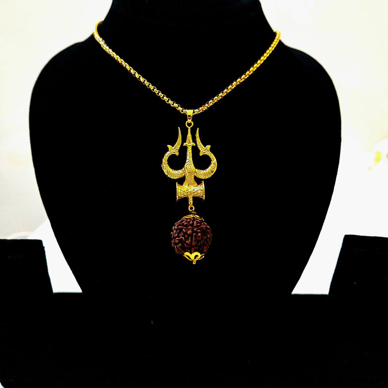 Trishul Damru Pendant Worn on Neck Men Spiritual India