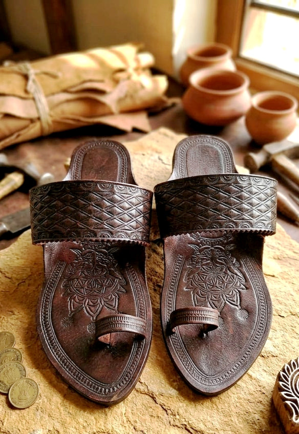 Premium Angatha Patta Kolhapuri- Dark Brown-1