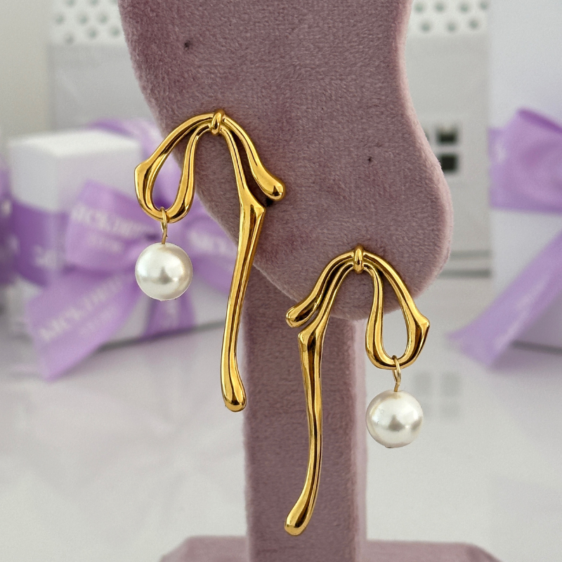 Gold Coquette Drop Earrings Hypoallergenic Anti-Tarnish