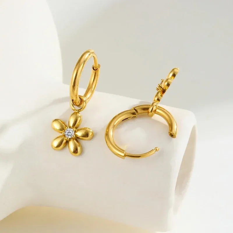 Artistic Flower Hoop Earrings