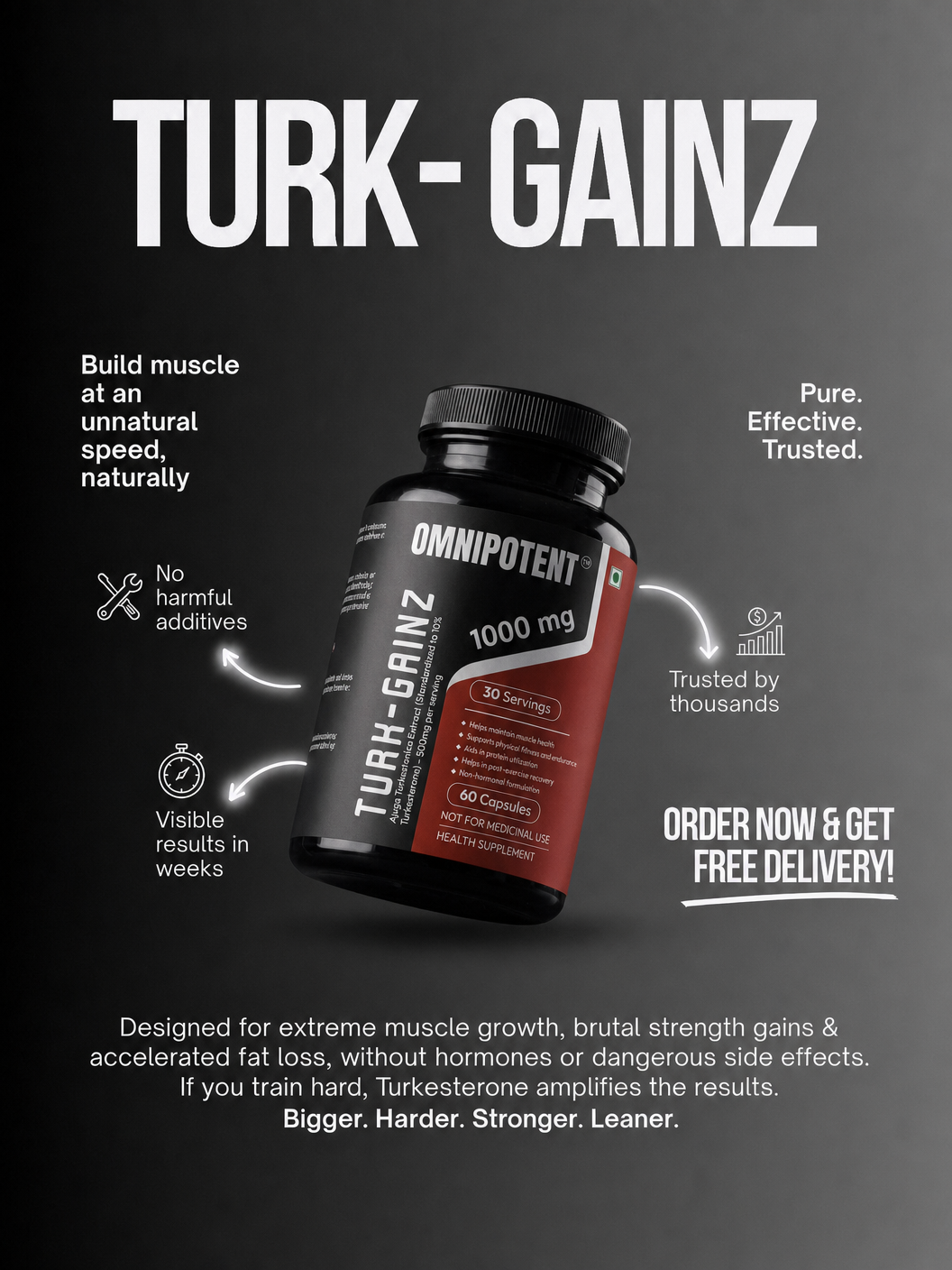 Turk-Gainz — Turkesterone Extract 1000mg (60 capsules)