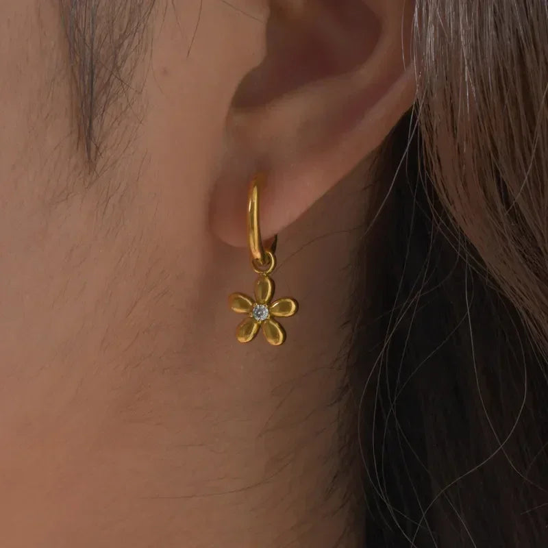 Artistic Flower Hoop Earrings
